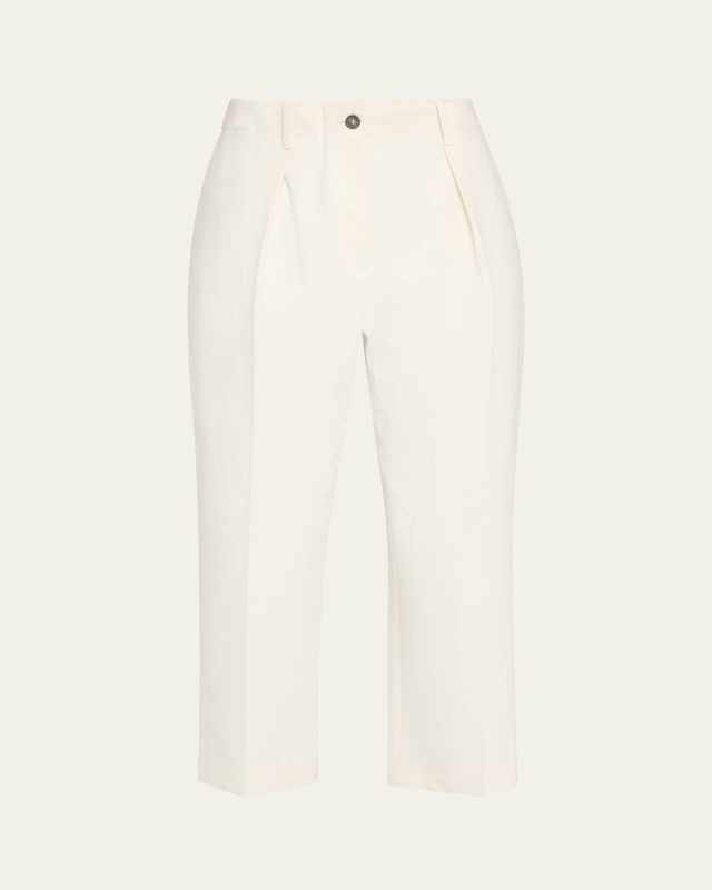 Creased Square Cotton Wool Chino Pants